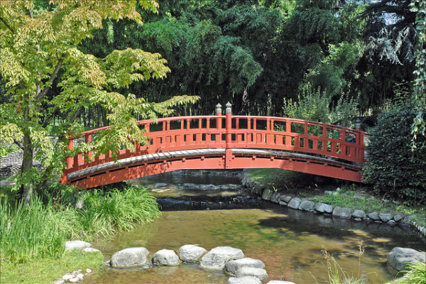 Pont dans un jardin japonais
